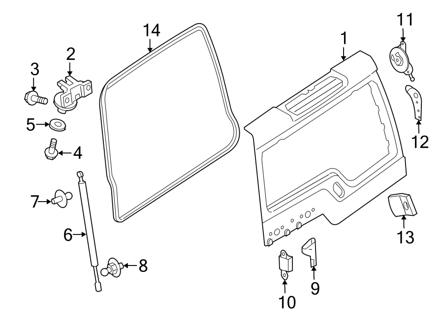 Diagram GATE & HARDWARE. for your 2024 Land Rover Range Rover Velar   