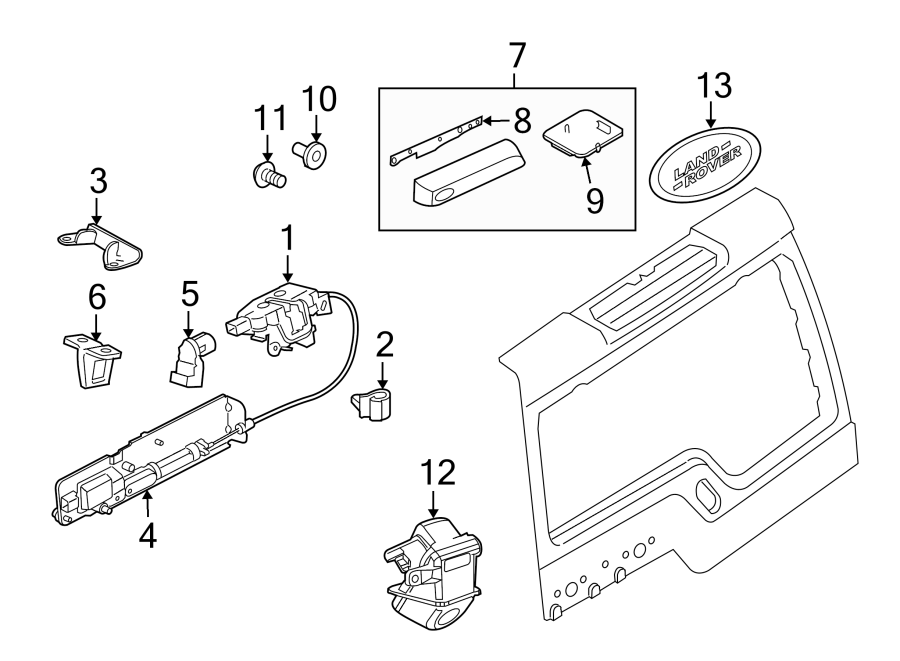 Diagram LIFT GATE. LOCK & HARDWARE. for your 2013 Land Rover LR4   