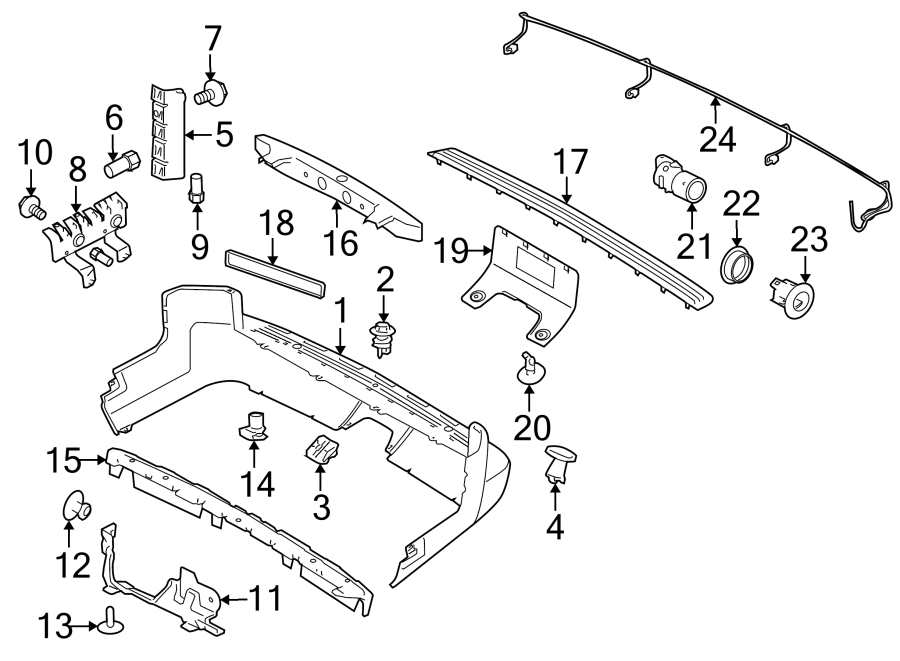 Diagram REAR BUMPER. BUMPER & COMPONENTS. for your 2016 Land Rover Range Rover Sport 3.0L Td6 V6 DIESEL A/T HSE Sport Utility 