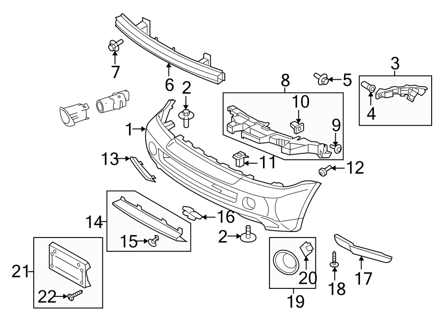 Diagram FRONT BUMPER. BUMPER & COMPONENTS. for your 2016 Land Rover Range Rover Sport 3.0L Td6 V6 DIESEL A/T HSE Sport Utility 