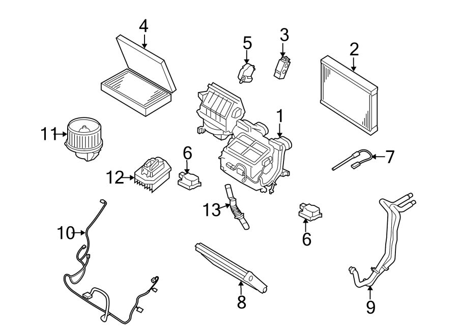 Diagram AIR CONDITIONER & HEATER. EVAPORATOR & HEATER COMPONENTS. for your 2020 Land Rover Range Rover Velar 5.0L V8 A/T 4WD SV Autobiography Dynamic Sport Utility 