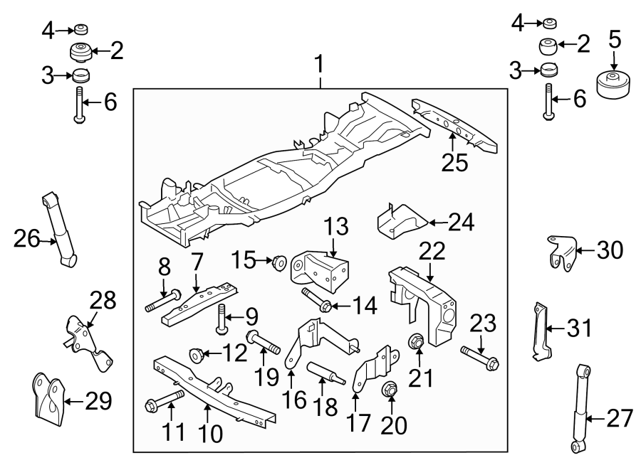 Diagram Frame & components. for your 2000 Land Rover Range Rover   