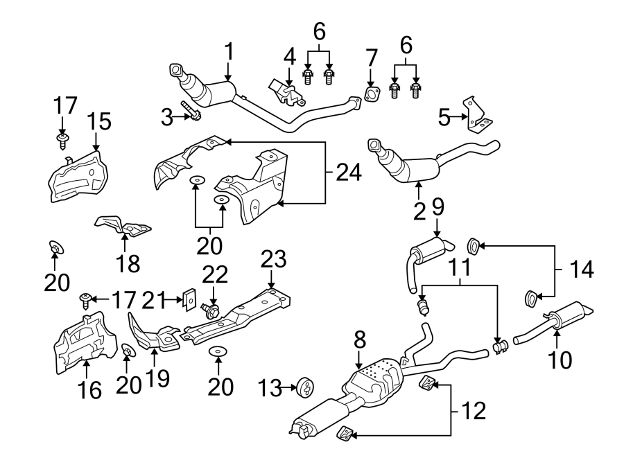 Diagram EXHAUST SYSTEM. EXHAUST COMPONENTS. for your 2014 Land Rover Range Rover Sport  Autobiography Sport Utility 