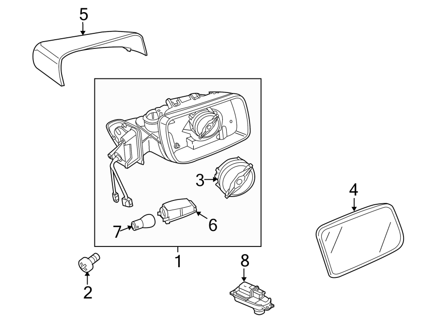 Diagram FRONT DOOR. OUTSIDE MIRRORS. for your 2023 Land Rover Defender 90   