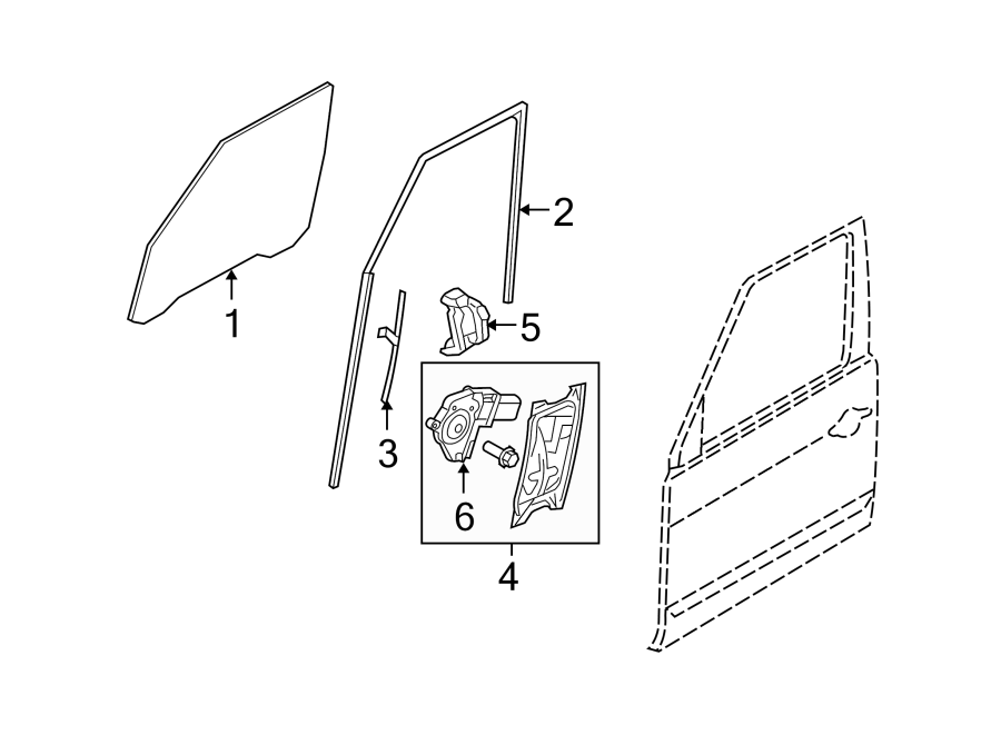 Diagram FRONT DOOR. GLASS & HARDWARE. for your 2022 Land Rover Range Rover Velar   