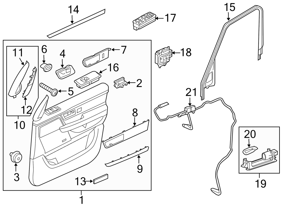 Diagram FRONT DOOR. INTERIOR TRIM. for your 2010 Land Rover Range Rover Sport   