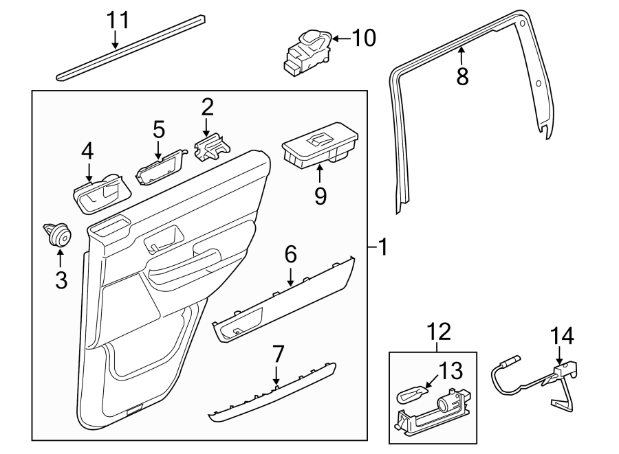 Diagram REAR DOOR. INTERIOR TRIM. for your 2010 Land Rover Range Rover Sport   