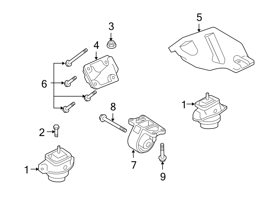 Diagram ENGINE & TRANS MOUNTING. for your 2020 Land Rover Range Rover Evoque  R-Dynamic HSE Sport Utility 