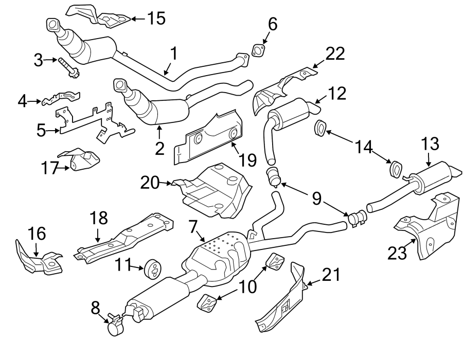 Diagram EXHAUST SYSTEM. EXHAUST COMPONENTS. for your 2018 Land Rover Range Rover Velar   