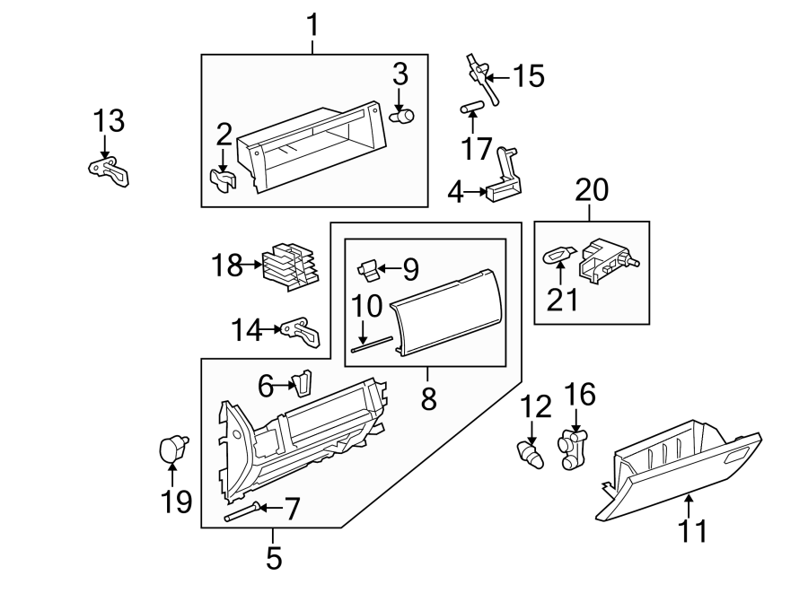 Diagram INSTRUMENT PANEL. GLOVE BOX. for your 2012 Land Rover Range Rover Sport   