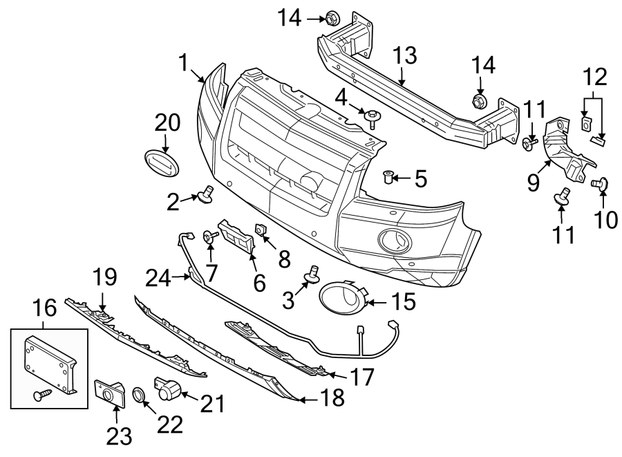Diagram FRONT BUMPER & GRILLE. BUMPER & COMPONENTS. for your 2021 Land Rover Range Rover   