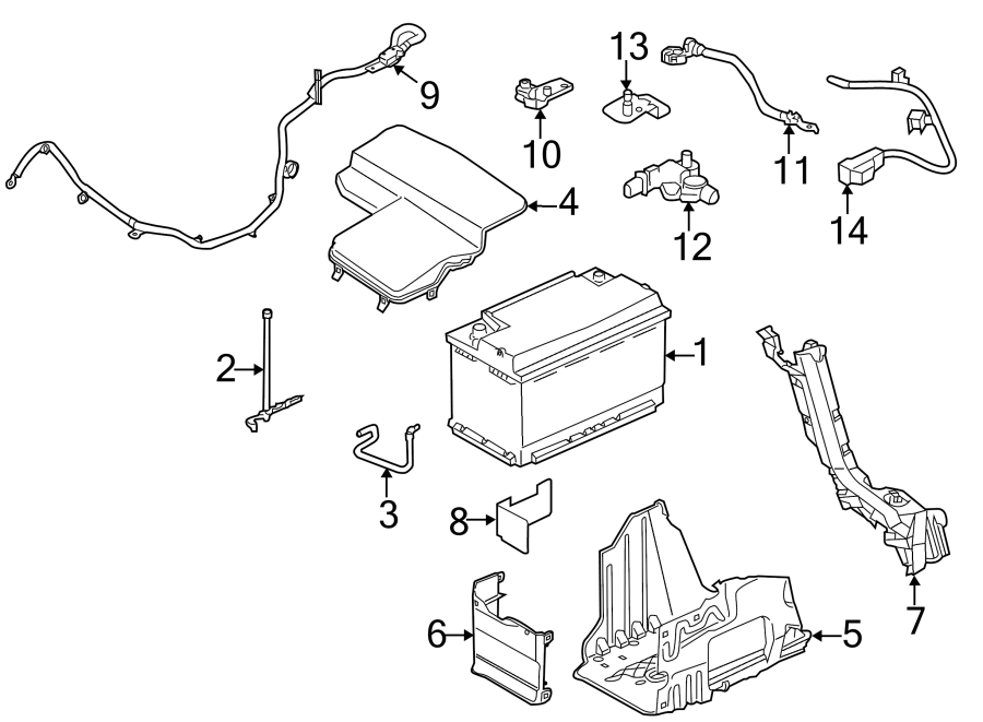 Diagram BATTERY. for your 2023 Land Rover Defender 90 5.0L V8 A/T V8 Carpathian Edition Sport Utility 