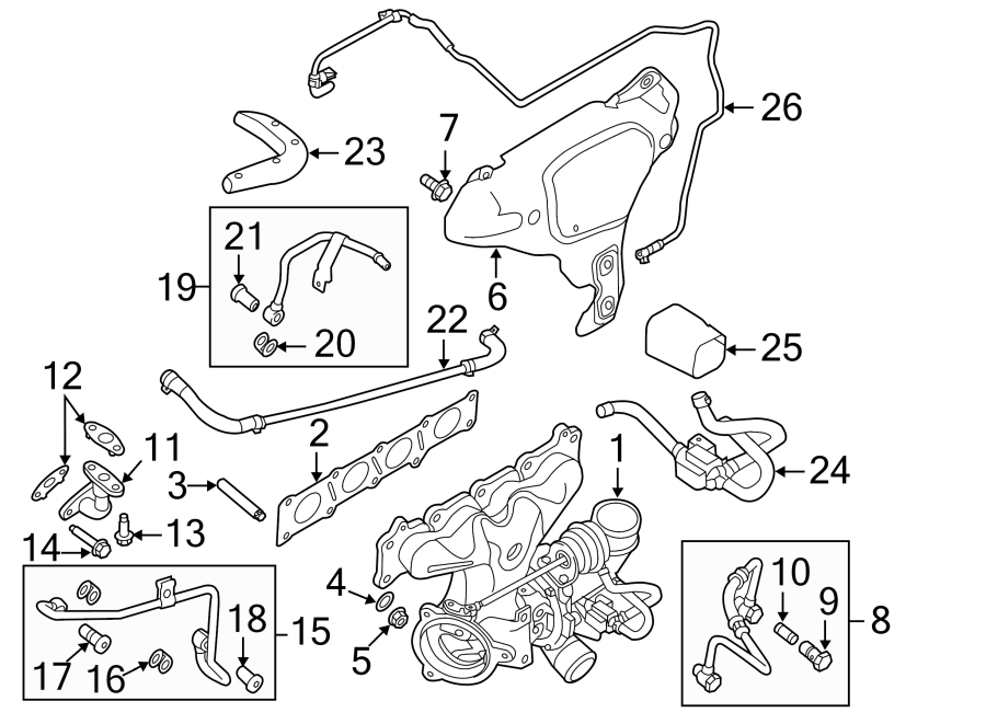 Diagram TURBOCHARGER & COMPONENTS. for your 2019 Land Rover Discovery Sport   