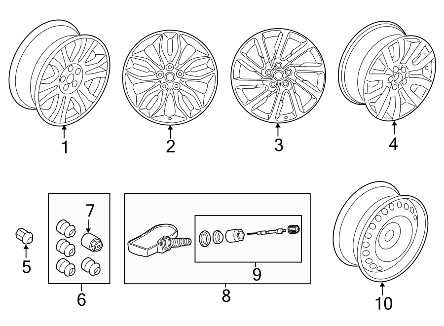 Diagram WHEELS. for your 2023 Land Rover Range Rover 3.0L 6 cylinder PLUG-IN HYBRID EV-GAS (PHEV) A/T SE Sport Utility 