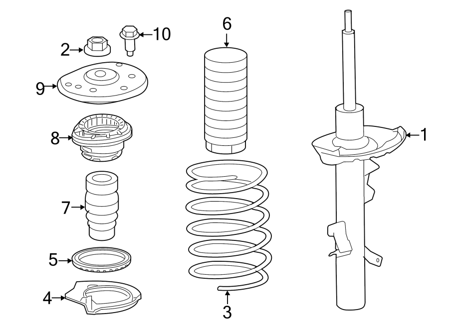 Diagram FRONT SUSPENSION. STRUTS & COMPONENTS. for your 2010 Land Rover LR2   