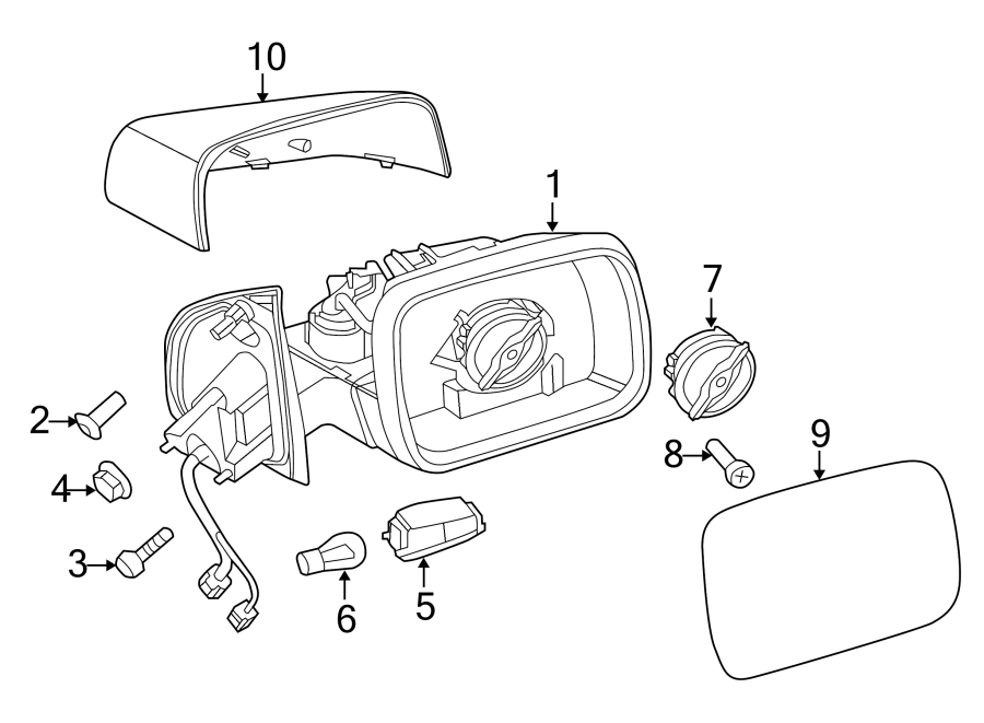 Diagram FRONT DOOR. OUTSIDE MIRRORS. for your Land Rover