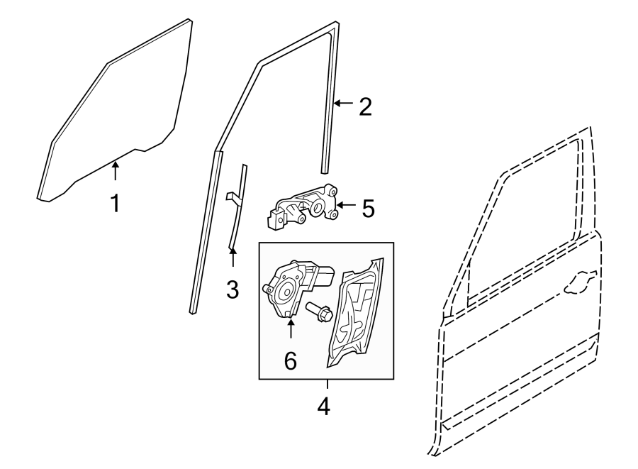 Diagram FRONT DOOR. GLASS & HARDWARE. for your Land Rover