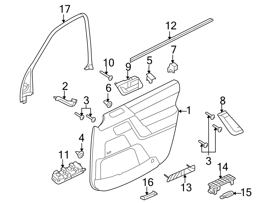 Diagram FRONT DOOR. INTERIOR TRIM. for your Land Rover