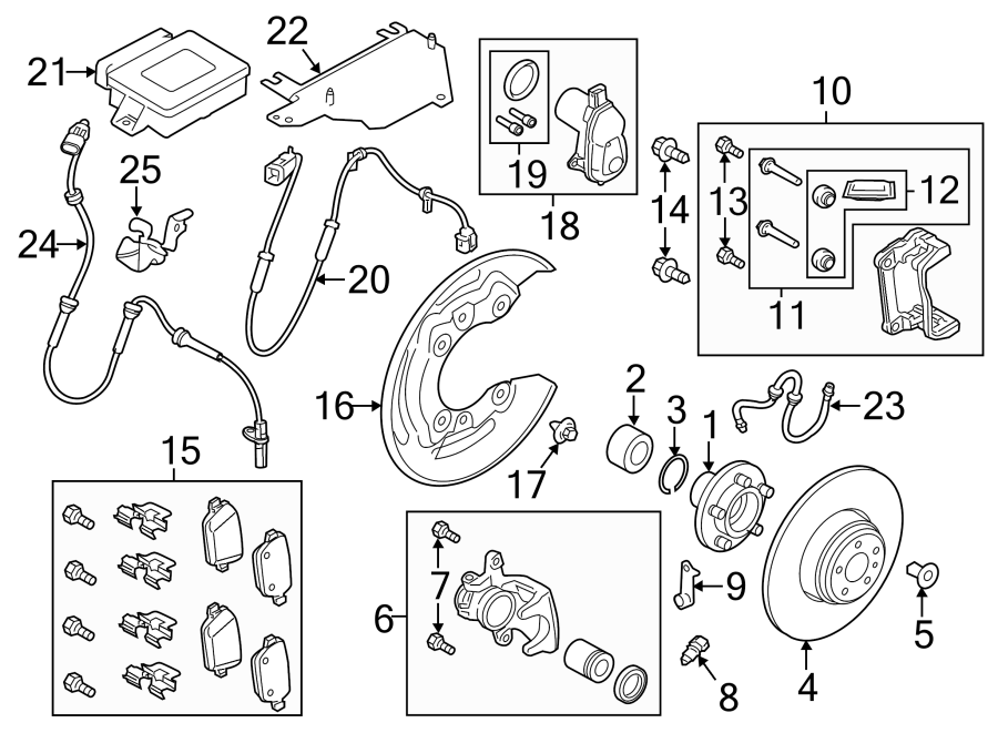 Diagram REAR SUSPENSION. BRAKE COMPONENTS. for your Land Rover