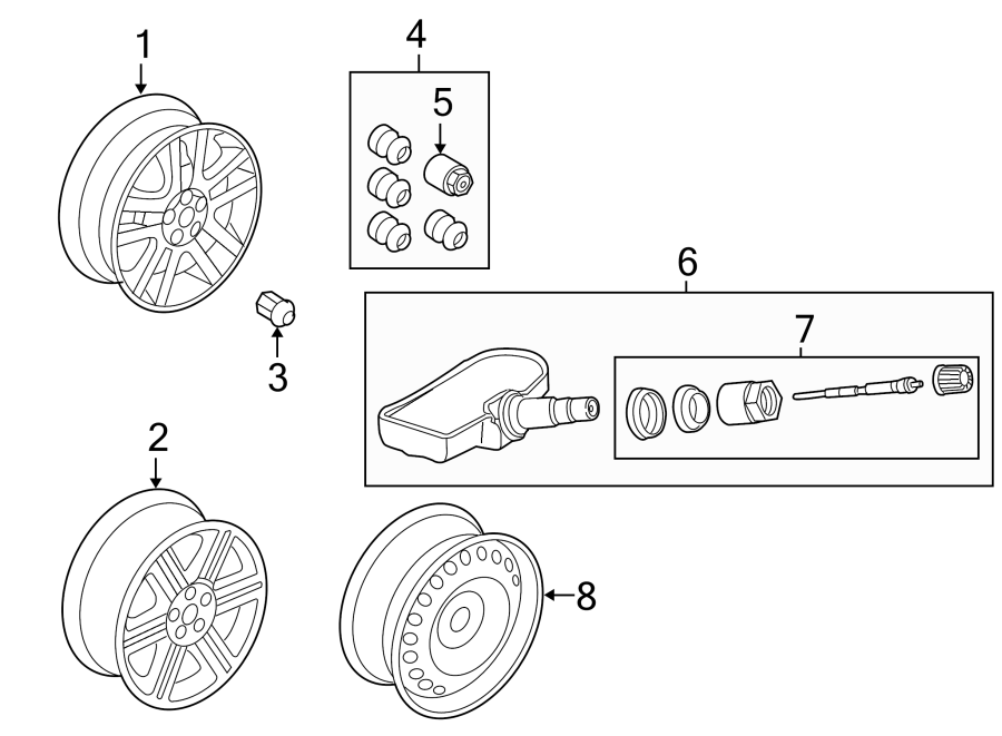 Diagram WHEELS. for your 2017 Land Rover Discovery  First Edition Sport Utility 