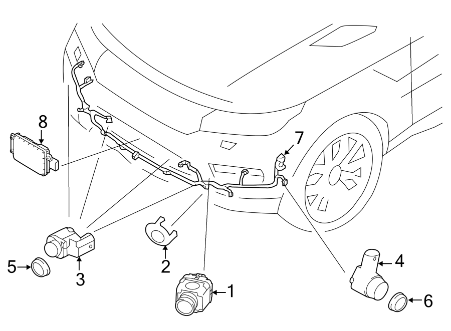 Diagram FRONT BUMPER. ELECTRICAL COMPONENTS. for your Land Rover