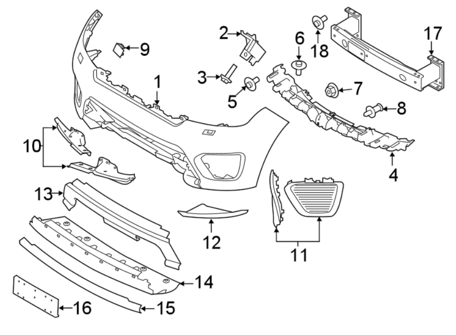 Diagram FRONT BUMPER. BUMPER & COMPONENTS. for your Land Rover Range Rover Sport  