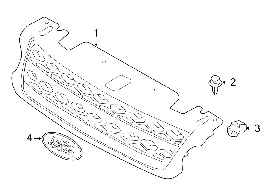 Diagram GRILLE & COMPONENTS. for your 2018 Land Rover Range Rover  Supercharged Sport Utility 