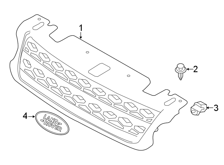 Diagram GRILLE & COMPONENTS. for your Land Rover