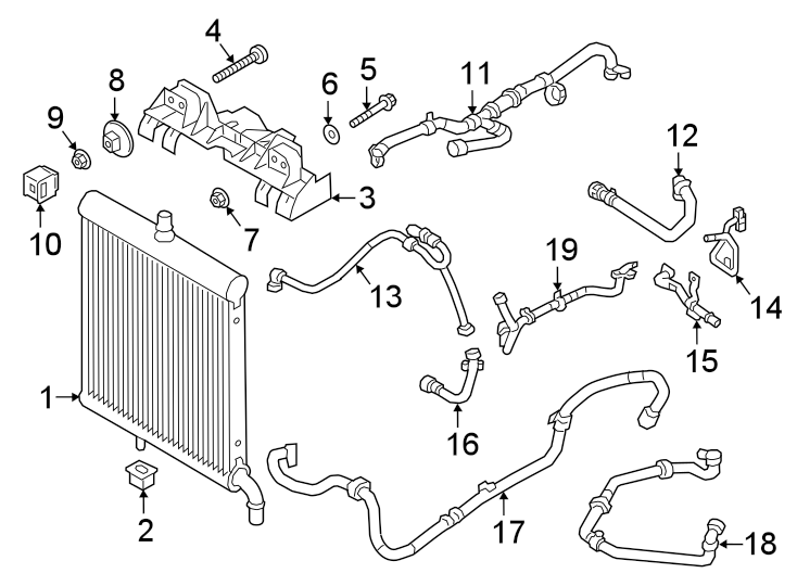 Diagram RADIATOR & COMPONENTS. for your Land Rover