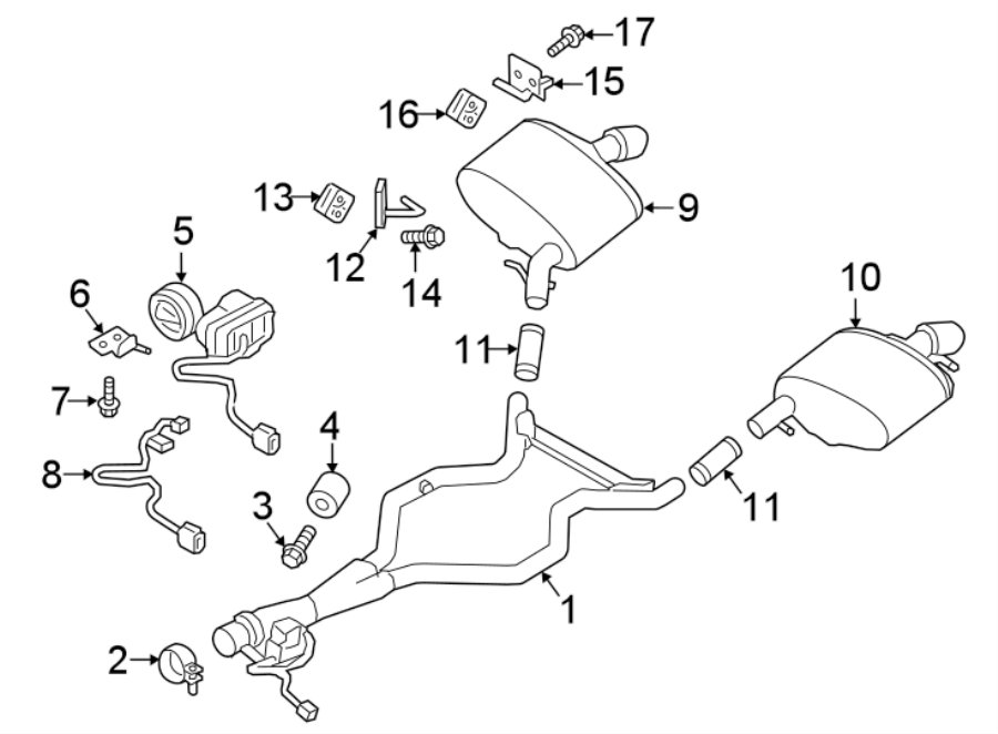 Diagram EXHAUST SYSTEM. EXHAUST COMPONENTS. for your 2023 Land Rover Range Rover Velar  HST Sport Utility 