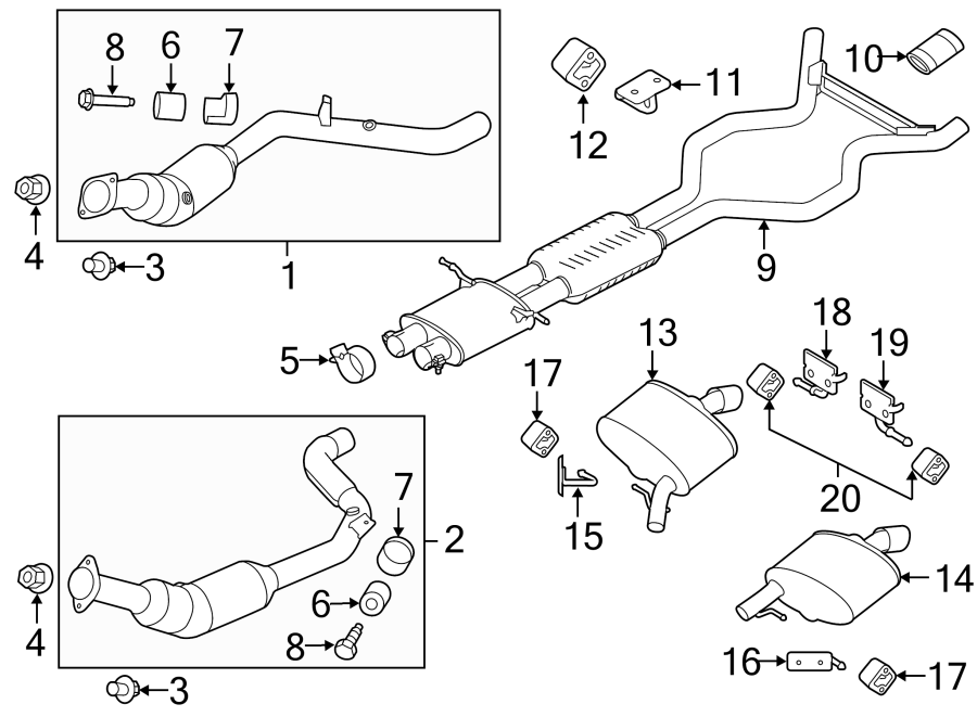 Diagram EXHAUST SYSTEM. EXHAUST COMPONENTS. for your 2015 Land Rover Range Rover Sport  SE Sport Utility 