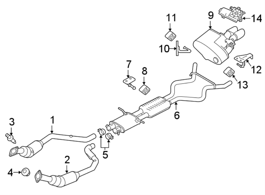 Diagram EXHAUST SYSTEM. EXHAUST COMPONENTS. for your 2023 Land Rover Range Rover Velar   