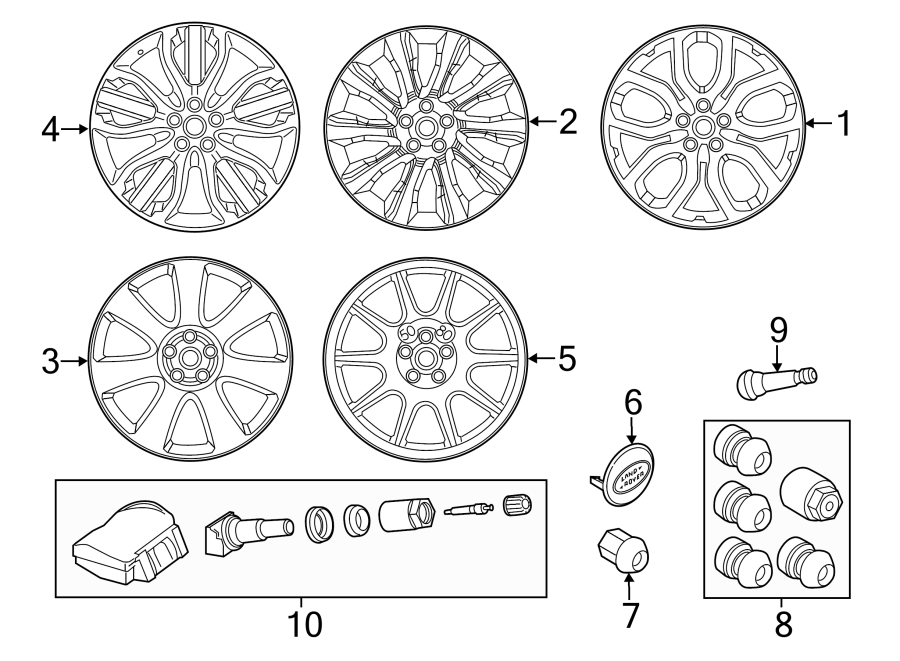 Diagram WHEELS. for your 2013 Land Rover
