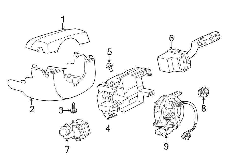 Diagram STEERING COLUMN. SHROUD. SWITCHES & LEVERS. for your 2018 Land Rover Range Rover Sport   