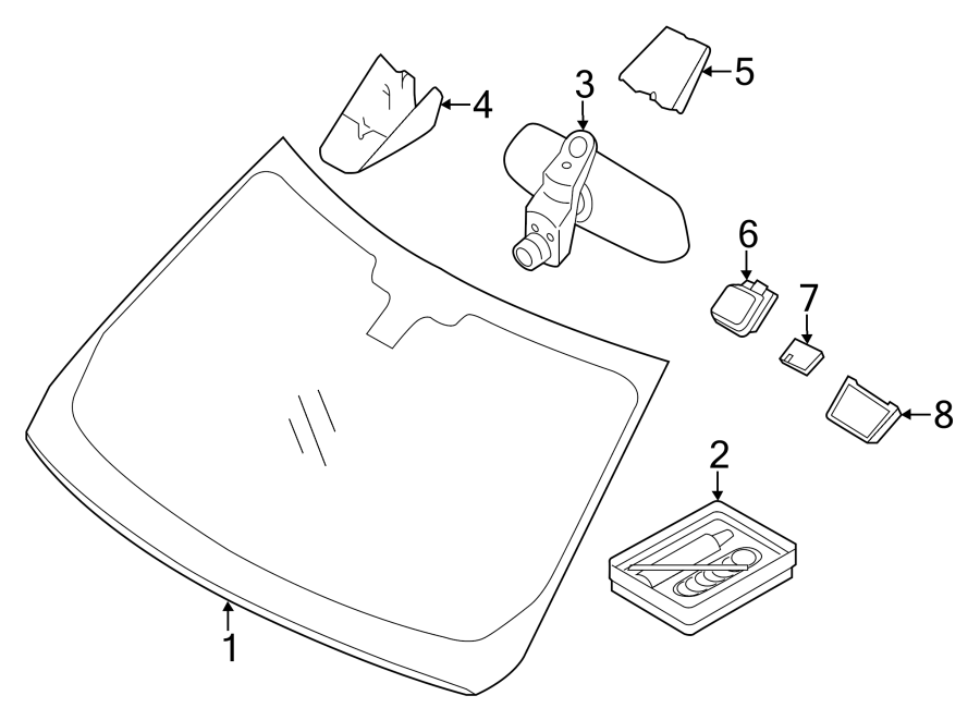 Diagram WINDSHIELD GLASS. for your Land Rover LR2  