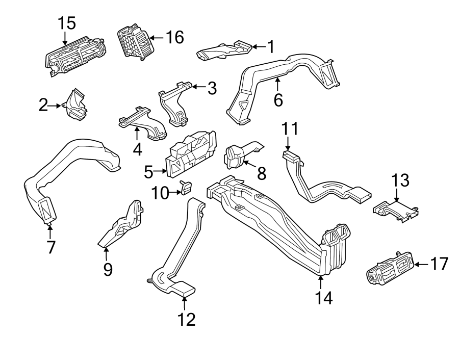 Diagram INSTRUMENT PANEL. DUCTS. for your 2018 Land Rover Range Rover Sport   