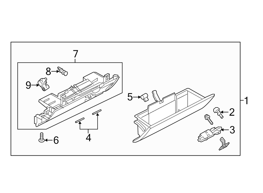 Diagram INSTRUMENT PANEL. GLOVE BOX. for your Land Rover LR2  