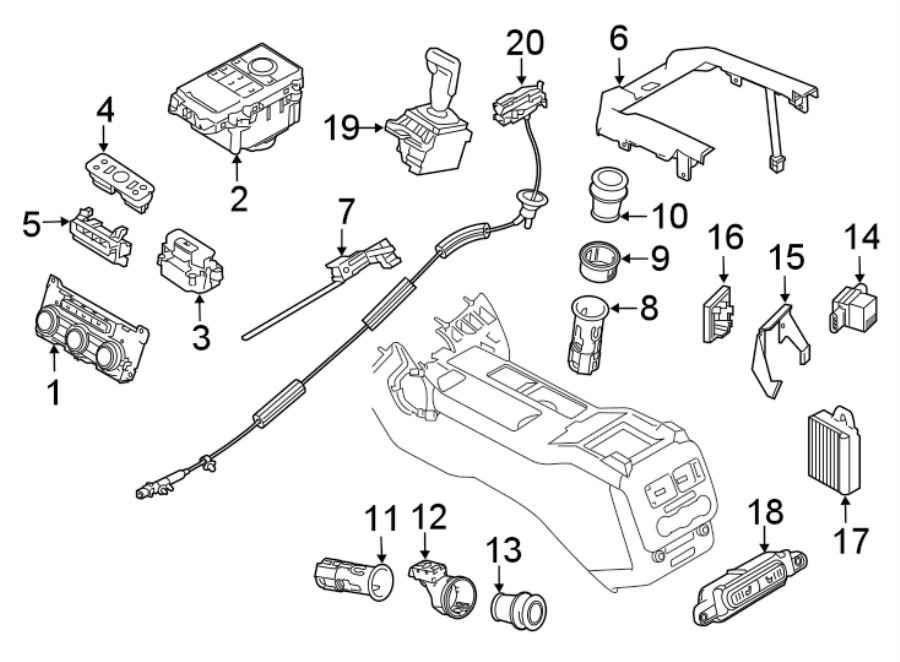 Diagram FRONT CONSOLE. for your Land Rover Range Rover Sport  