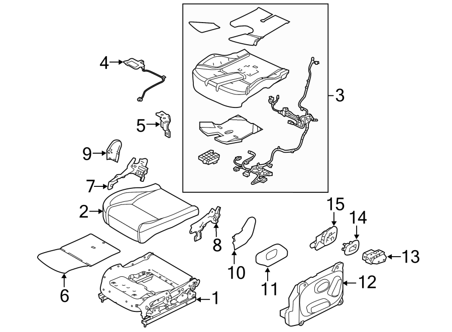 Diagram SEATS & TRACKS. PASSENGER SEAT COMPONENTS. for your 2018 Land Rover Range Rover Sport   