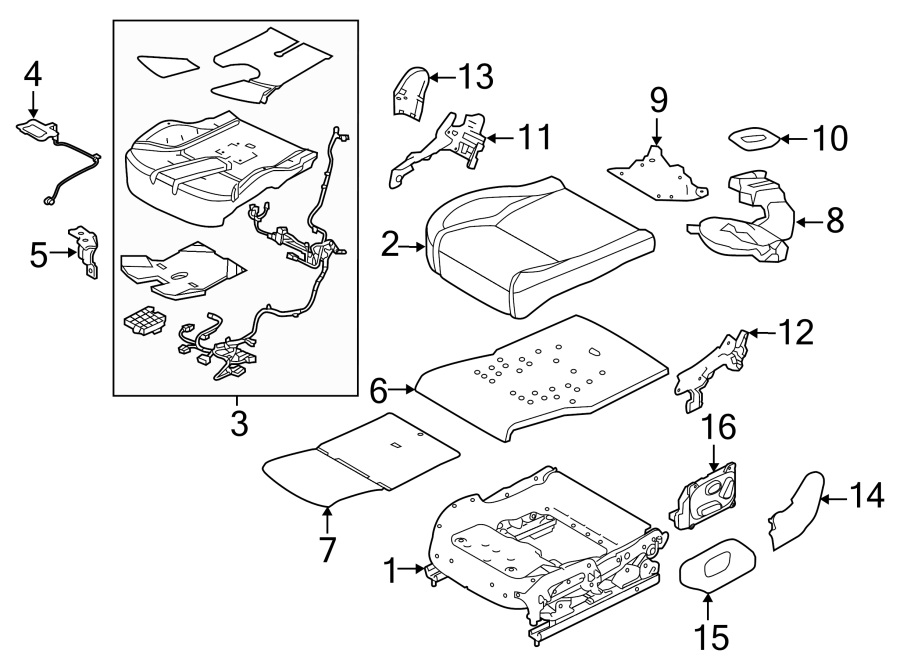 Diagram SEATS & TRACKS. PASSENGER SEAT COMPONENTS. for your 2018 Land Rover Range Rover Sport   