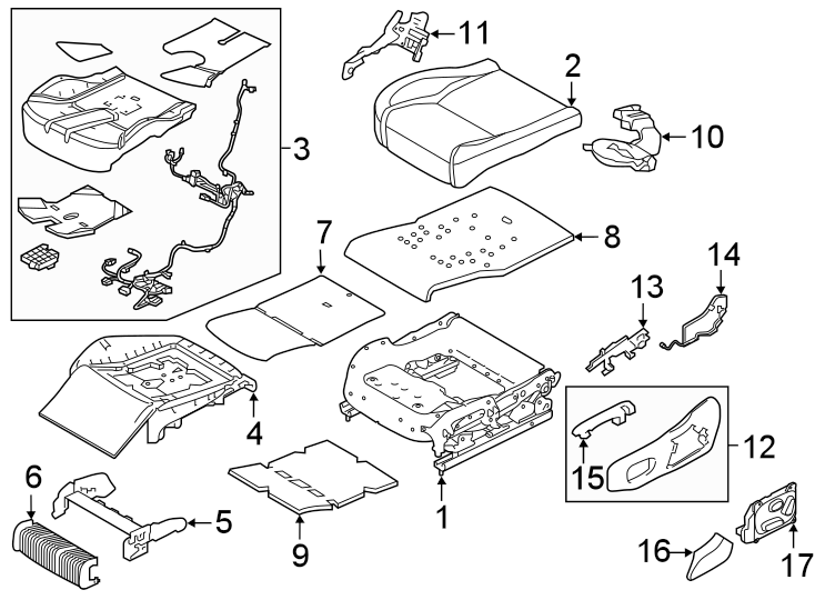 Diagram SEATS & TRACKS. PASSENGER SEAT COMPONENTS. for your 2009 Land Rover Range Rover Sport   