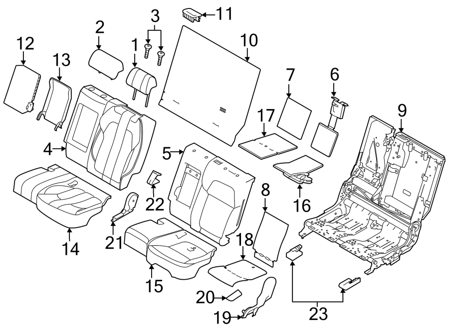 Diagram SEATS & TRACKS. SECOND ROW SEATS. for your Land Rover Range Rover Velar  