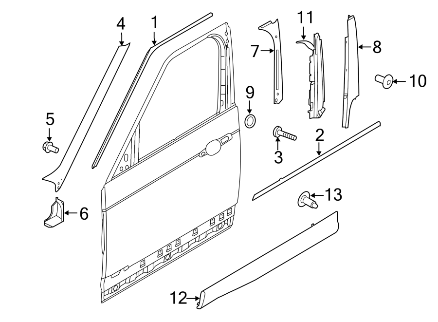 Diagram FRONT DOOR. EXTERIOR TRIM. for your 2017 Land Rover Range Rover Sport   