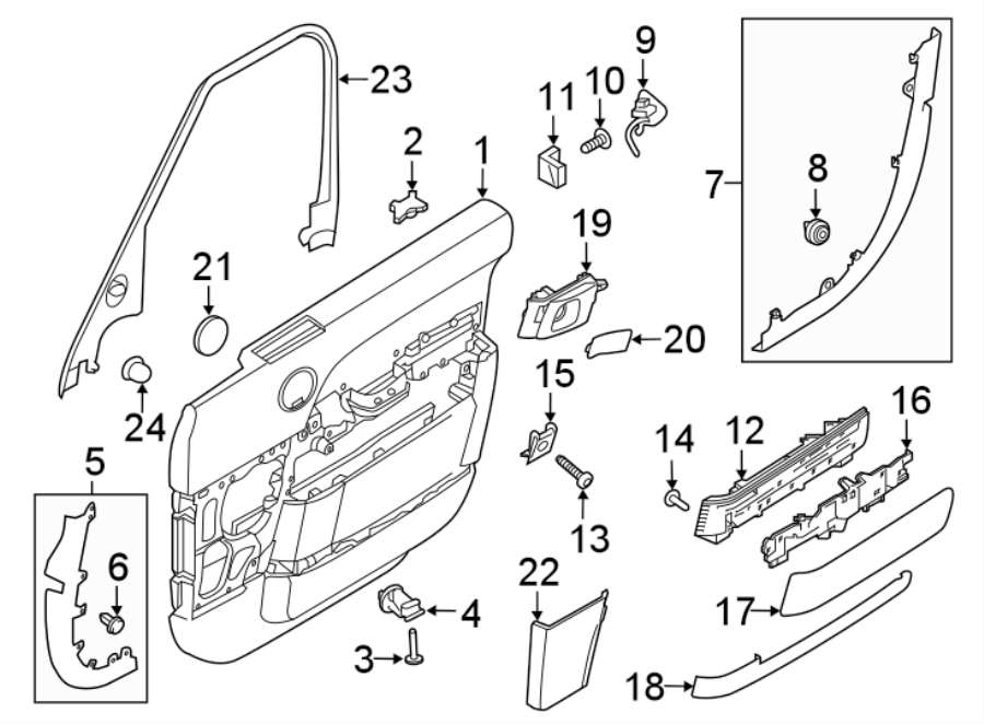 Diagram FRONT DOOR. INTERIOR TRIM. for your 2019 Land Rover Range Rover Sport   