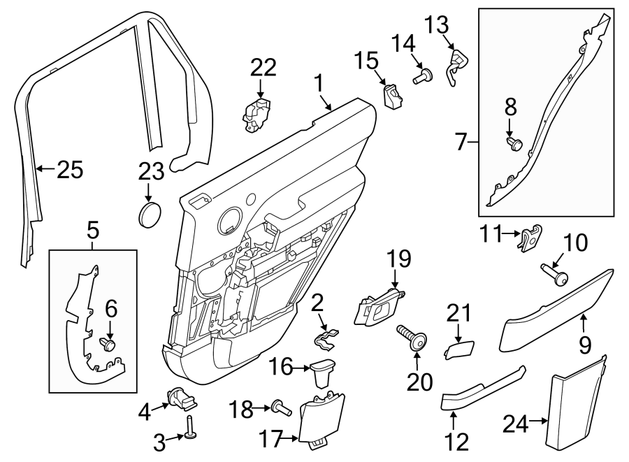 Diagram REAR DOOR. INTERIOR TRIM. for your 2014 Land Rover LR2   