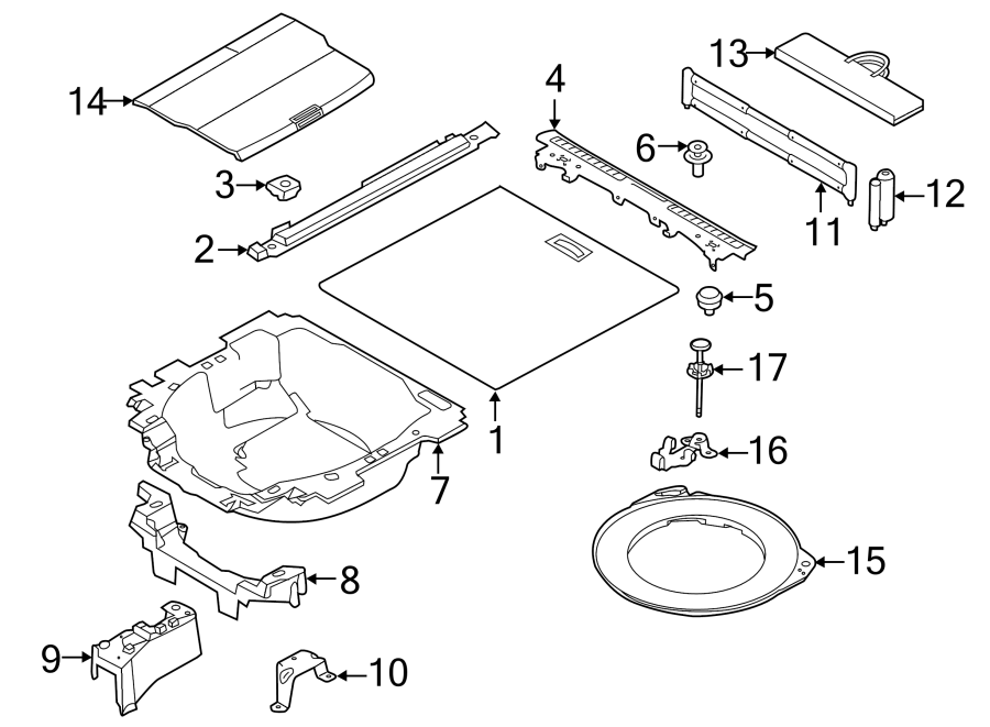 Diagram REAR BODY & FLOOR. INTERIOR TRIM. for your 2023 Land Rover Defender 90 5.0L V8 A/T V8 Carpathian Edition Sport Utility 