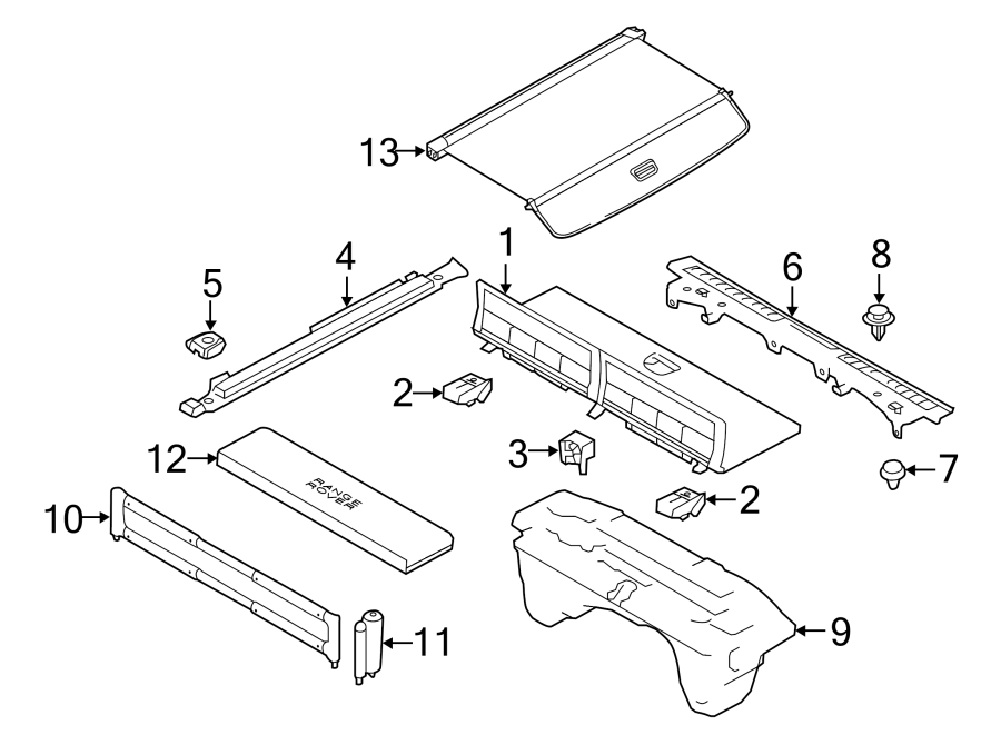 Diagram REAR BODY & FLOOR. INTERIOR TRIM. for your 2023 Land Rover Defender 90 5.0L V8 A/T V8 Carpathian Edition Sport Utility 