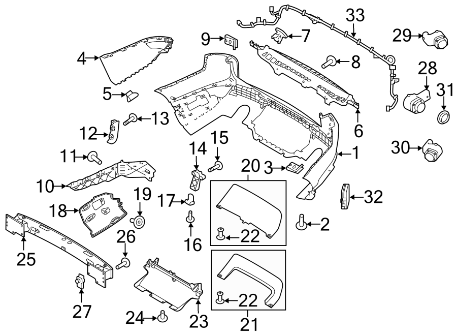 Diagram REAR BUMPER. BUMPER & COMPONENTS. for your 2009 Land Rover Range Rover   