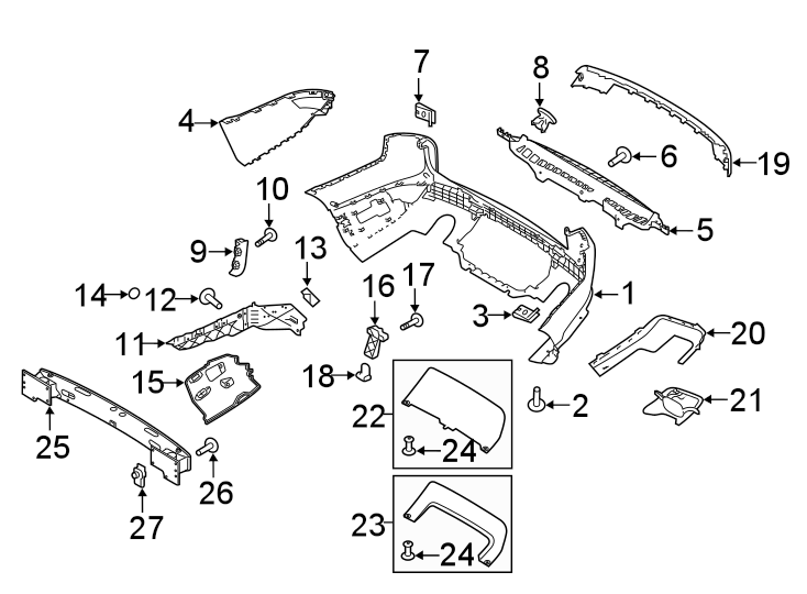 Diagram Rear bumper. Bumper & components. for your 2019 Land Rover Range Rover Sport  Autobiography Dynamic Sport Utility 