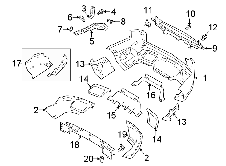 Diagram REAR BUMPER. BUMPER & COMPONENTS. for your 2009 Land Rover Range Rover   